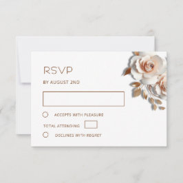 Roze Goud 3D Rozen Bruiloft RSVP Kaartje