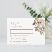 Roze Goud 3D Rozen Bruiloft RSVP Kaartje (Staand voorkant)