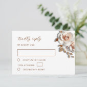 Roze Goud 3D Rozen Bruiloft RSVP Kaartje (Staand voorkant)