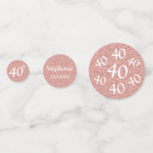 Roze Goud 40e Verjaardag Foto Tafel Confetti (Voorkanten)