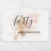 Roze & Goud 40e Verjaardag Mousserende Wijn Label Sparkling Wijnetiket (Enkel label)