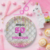 Roze Goud 50 Fantastische 50ste Verjaardag Papieren Bordje (Feest)
