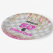Roze Goud 50 Fantastische 50ste Verjaardag Papieren Bordje (Gekanteld)