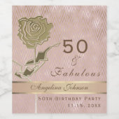 Roze Goud 50ste Verjaardag Wijn Etiket (Enkel label)