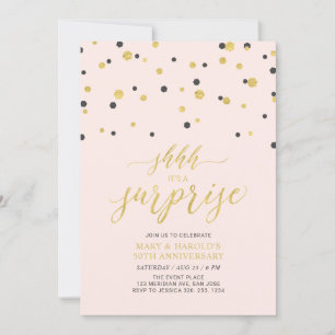 Roze & Goud 50ste Verrassings Huwelijksjubileum Kaart