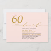 Roze & Goud | 60 jaar geliefd 60e verjaardagsfeest Kaart (Voorkant)
