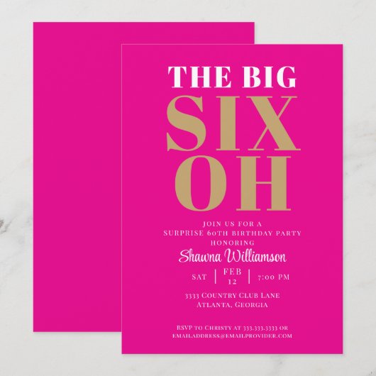 Roze Goud 60e Verrassing Verjaardag Elegant Kaart (Voorkant / Achterkant)