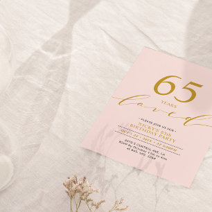 Roze & Goud   65 Jaar Geliefd 65e Verjaardagsfeest Kaart
