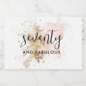 Roze & Goud 70e Verjaardag Mini Mousserende Wijn L Sparkling Wijnetiket (Enkel label)