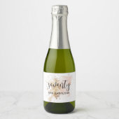 Roze & Goud 70e Verjaardag Mini Mousserende Wijn L Sparkling Wijnetiket (Voorkant)