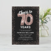 Roze Goud 70ste Verjaardag Kaart (Staand voorkant)