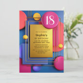 Roze Goud Abstract 18e Verjaardagsfeestje Kaart (Staand voorkant)