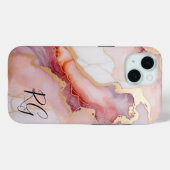 Roze Goud Abstract Marmeren Monogram Case-Mate iPhone Case (Achterkant (horizontaal))