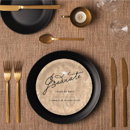 Roze Goud Afgestudeerd Schrift Elegant Afstudeerfe Papieren Bordje