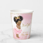 Roze Goud Afrikaans Prinses Baby shower Papieren B Papieren Bekers (Achterkant)