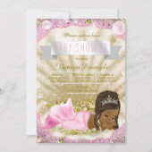 Roze Goud Afro-Amerikaanse Zeemeermin Baby shower Kaart (Voorkant)