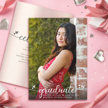 Roze Goud Afstudeerfoto Moderne Script Harten