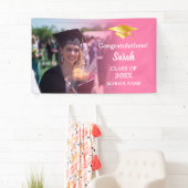 Roze | Goud Afstuderen Custom Fotoklasse van 2025 Spandoek (Insitu)