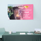 Roze | Goud Afstuderen Custom Fotoklasse van 2025 Spandoek (Beurs)