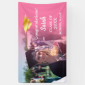 Roze | Goud Afstuderen Custom Fotoklasse van 2025 Spandoek (Verticaal)