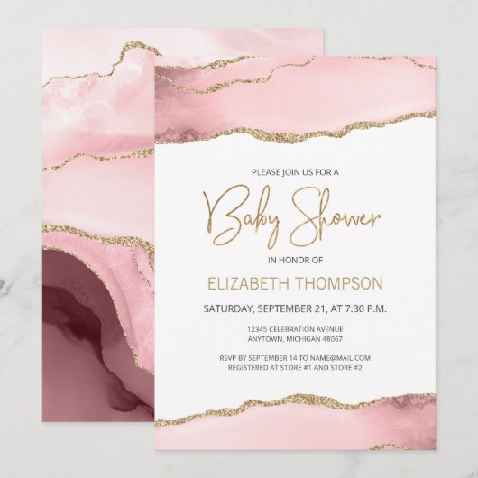 Roze Goud Agaat Baby Shower (Voorkant / Achterkant)