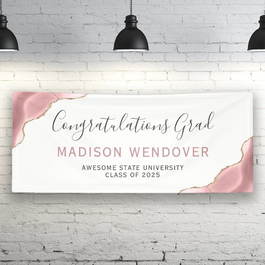 Roze Goud Agaat Felicitaties Afstuderen Spandoek