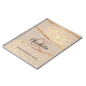 Roze goud agaat glinsterende marmer luxe monogram notitieboek (Linkerzijde)