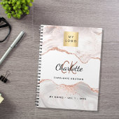 Roze goud agaat logo monogram elegant zakelijk  notitieboek