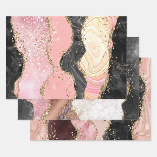 Roze Goud Agaat Marmer Glitter Abstract Ontwerp Inpakpapier Vel