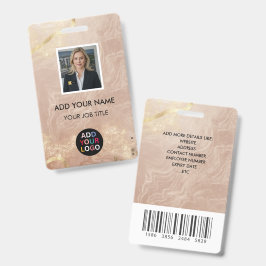 Roze Goud Agaat Marmeren Foto ID-badge Barcode QR Badge
