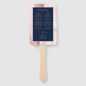 Roze Goud Agate Marineblauw Trouwprogramma Handwaaier (Achterkant)