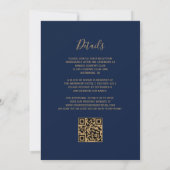 Roze Goud Agate Marineblauwe QR Code Trouw Kaart (Achterkant)