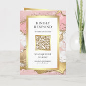 Roze Goud Agaten Marmeren QR Code Foto Bruiloft (Achterkant)