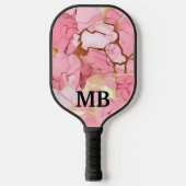 Roze Goud Alcohol Ink Marmer Monogram Pickleball Paddle (Voorkant)