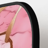 Roze Goud Alcohol Ink Marmer Monogram Pickleball Paddle (Links Detail)