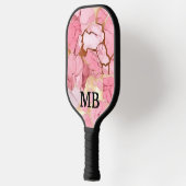 Roze Goud Alcohol Ink Marmer Monogram Pickleball Paddle (Links)