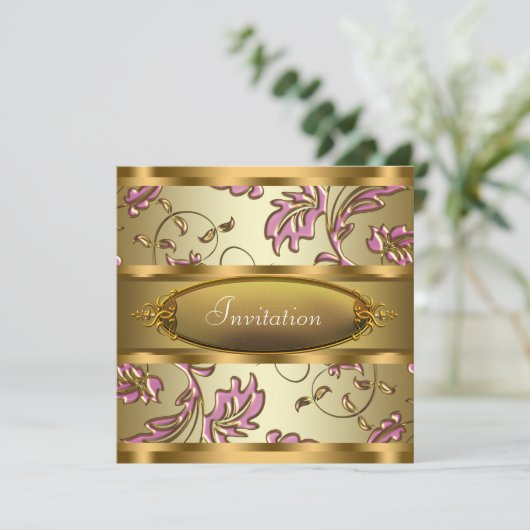 Roze Goud All Occasion Party Kaart (Staand voorkant)