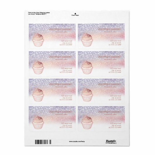 Roze goud  Ambachtelijke cupcakes en verpakkingen  Etiket (Full Sheet)