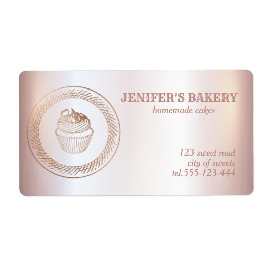 Roze goud Ambachtelijke cupcakes en verpakkingen Etiket (Voorkant)