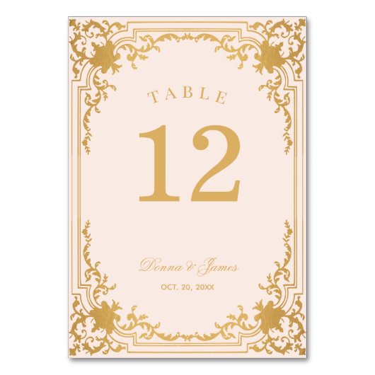  Roze Goud Antiek  Elegant Bruiloft Kaart (Voorkant)