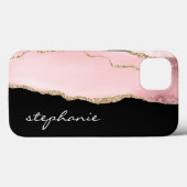 Roze Goud Aquarel Agate Persoonlijk Case-Mate iPhone Case (Achterkant (horizontaal))