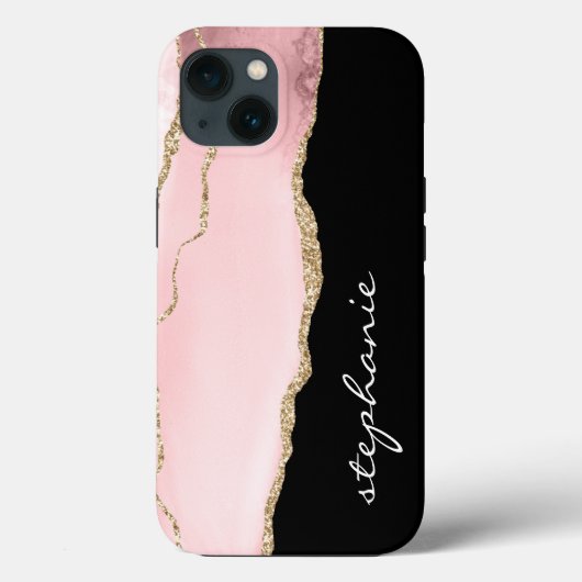 Roze Goud Aquarel Agate Persoonlijk Case-Mate iPhone Case (Achterkant)