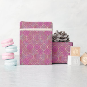 Roze & Goud Arabesk Cadeaupapier