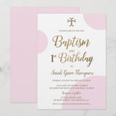 Roze Goud Armeens Kruis Meisje Doop 1e Verjaardag Kaart (Voorkant / Achterkant)