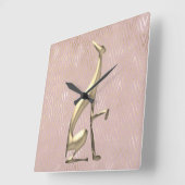 Roze Goud Art Deco Roze Vierkante Klok (Hoek)