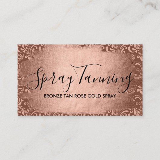 Roze Goud Art Deco Spray Tan Visitekaartje (Voorkant)