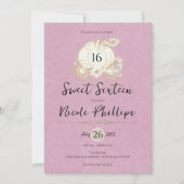 Roze Goud Assepoester Koets Sweet 16 Party Kaart (Voorkant)