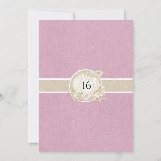 Roze Goud Assepoester Koets Sweet 16 Party Kaart (Achterkant)