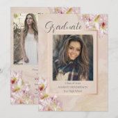 Roze Goud Azalea Afstuderen Kaart (Voorkant / Achterkant)