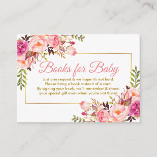 Roze Goud Baby shower Boeken voor Baby Kaart